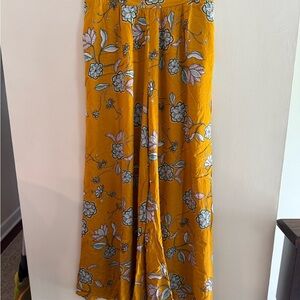 Mustard Yellow Floral palazzo Wide-Leg Pants